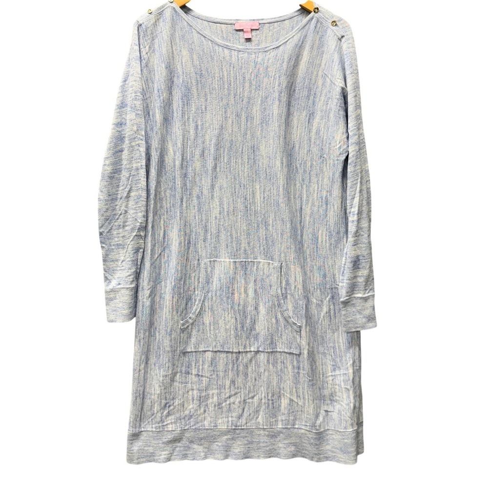 Lilly Pulitzer Jupiter Sweater Dress Womens Large Blue Coastal Lightweight